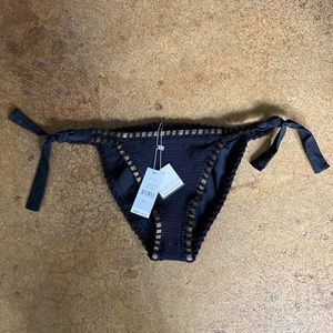 NWT Pilyq Platinum Smocked Crochet Bikini Bottom L
